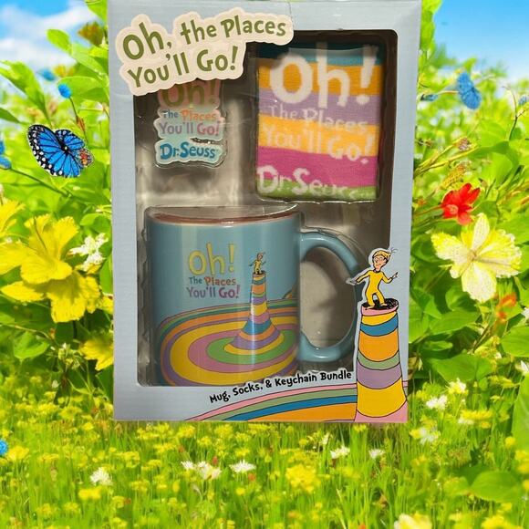 Dr Seuss gift set: Oh The Places You'll Go! mug, keychain, socks one NIB NEW - Picture 1 of 2